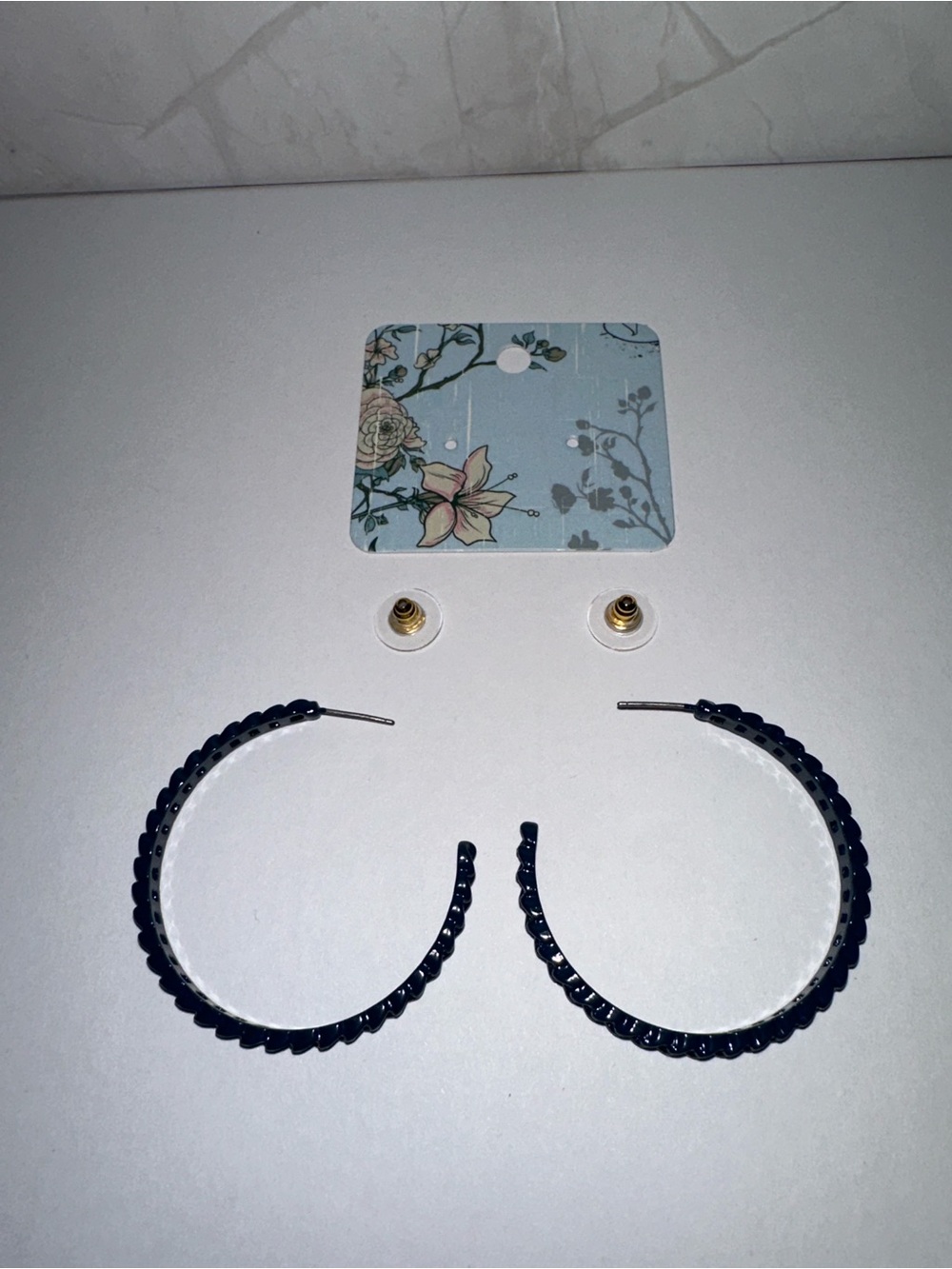 Blue Hoop Earrings